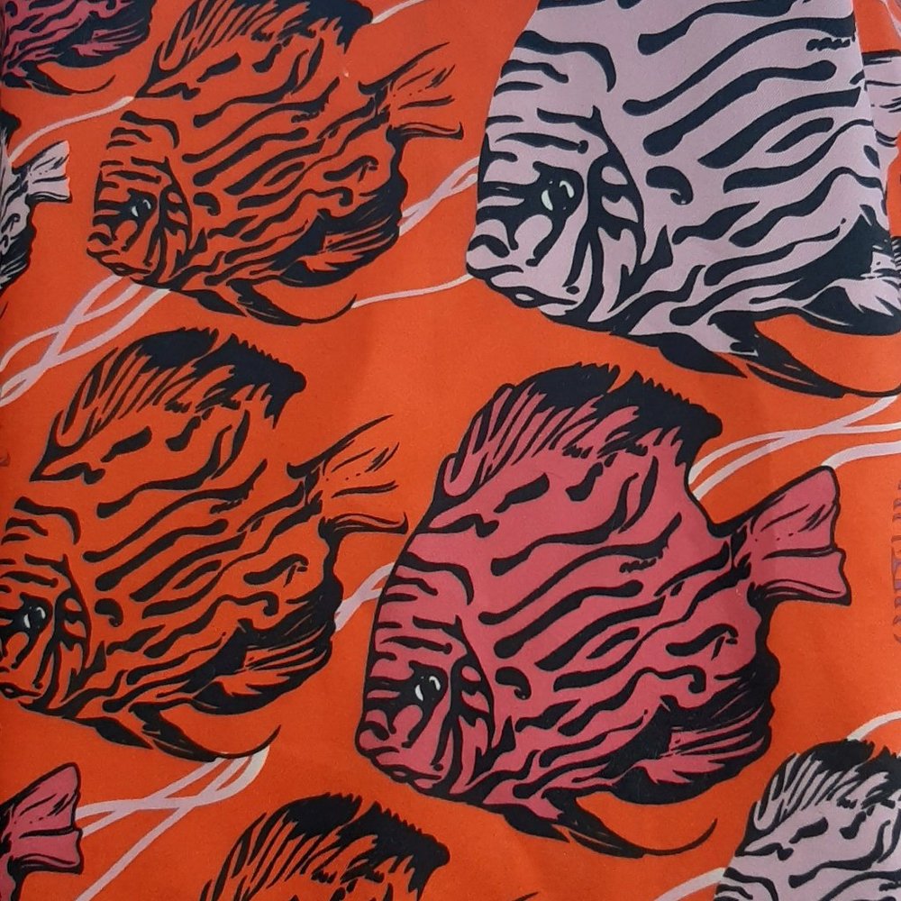 NEW Men's Swim Trunks Orange with Fish - Picture 2 of 2